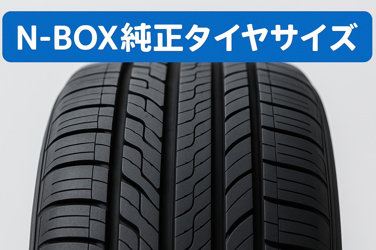 N-BOX純正タイヤサイズ。黒いタイヤのトレッドパターンをクローズアップした実写風画像